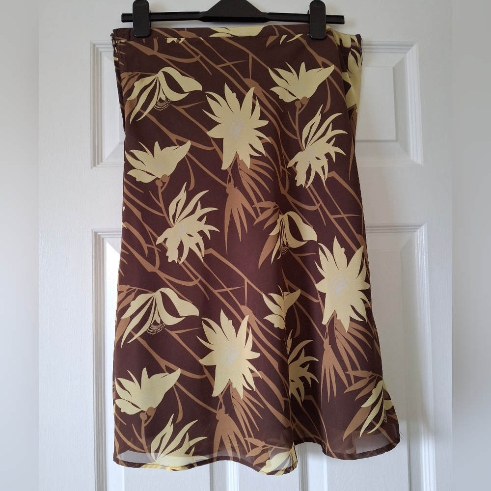 Brown and Cream Floral Skirt